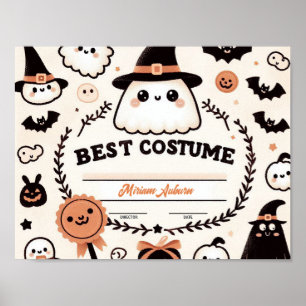 Affiche Meilleur Certificat de Costume - Joli thème fantôm