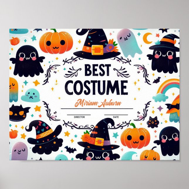 Affiche Meilleur Certificat de Costume - Joli thème fantôm (Devant)