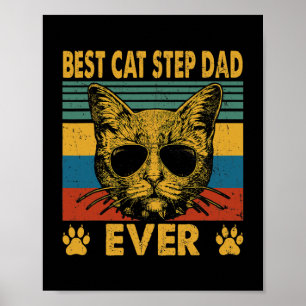 Affiche Meilleur Chat Homme Étape Papa Jamais Drôle Chat P