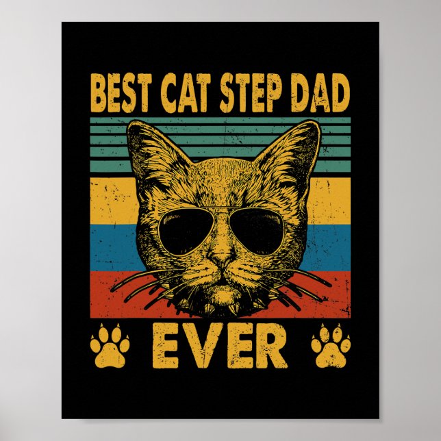 Affiche Meilleur Chat Homme Étape Papa Jamais Drôle Chat P (Devant)