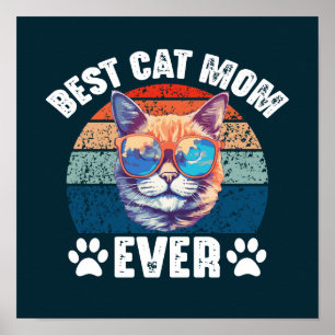 Affiche Meilleur Chat Maman Jamais Vintage Funny Chats Amo