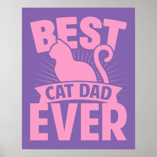 Affiche Meilleur Chat Papa Jamais - Chat Silhouette