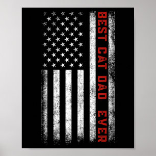 Affiche Meilleur Chat Papa Jamais Drapeau Américain Chat P
