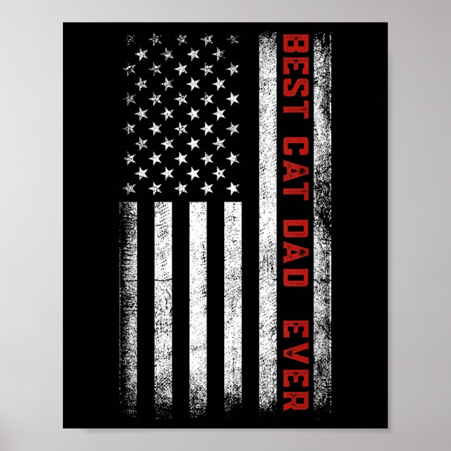 Affiche Meilleur Chat Papa Jamais Drapeau Américain Chat P (Devant)