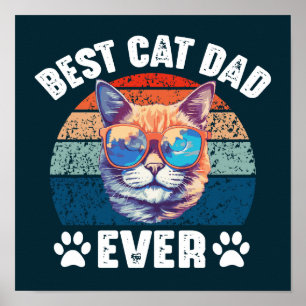 Affiche Meilleur Chat Papa Jamais Drôle Kitty Visage Chats