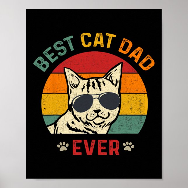 Affiche Meilleur Chat Papa Jamais Tee Drôle Chat Daddy Fêt (Devant)