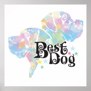 Affiche Meilleur Chien "coloré"