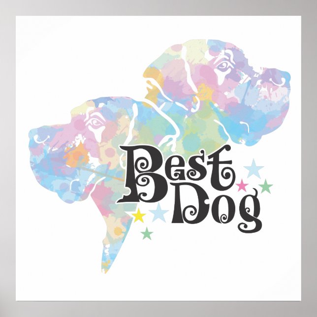 Affiche Meilleur Chien "coloré" (Devant)