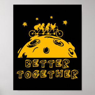 Affiche Meilleur ensemble chat poulet tandem bicyclette vé