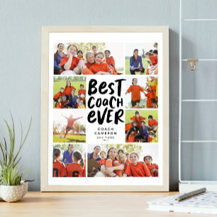 Affiche Meilleur entraîneur jamais huit photos collage cad
