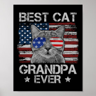 Affiche Meilleur Grand-Père Chat Ever Drapeau Américain Pa
