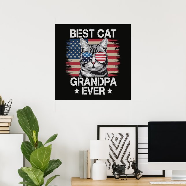 Affiche Meilleur Grand-Père de Chat Américain (Bureau à domicile)