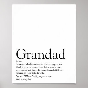 Affiche Meilleur Grand-Père, Grand-Papa, Papa du Monde Déf