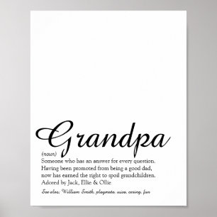 Affiche Meilleur Grand-père, Grand-papa, Papa du Monde Déf