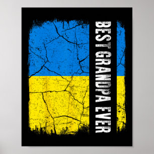 Affiche Meilleur Grand-Père Ukrainien Ever Drapeau de l'Uk