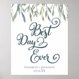 Affiche Meilleur Jour Ever Elegant Aquarelle Mariage