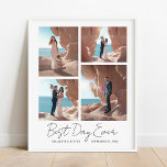 Affiche Meilleur Jour Pour Les Nouveaux Mariés Mariage 4 P<br><div class="desc">Ce design imprimé Ajouter votre propre Best Day Ever Newlyweds Mariage 4 Photo Collage Imprimer Poster qui peut être customisé avec votre texte. Cliquez sur le bouton "Customiser" et utilisez notre outil de conception pour modifier ce modèle. Découvrez le magasin Graphic Art Design pour d'autres produits qui correspondent à ce...</div>