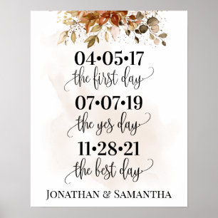 Affiche Meilleur Mariage de jour Date Oui Jour Automne Euc