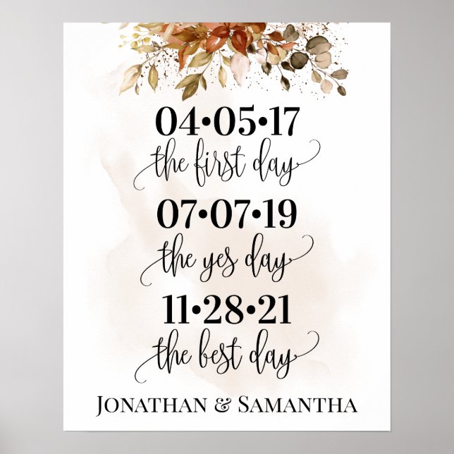 Affiche Meilleur Mariage de jour Date Oui Jour Automne Euc (Devant)