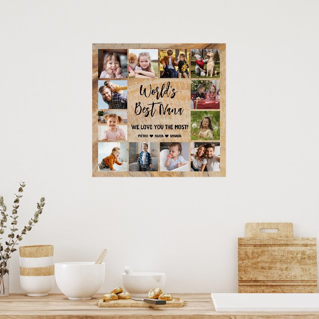 Affiche Meilleur Nana Grandkids 12 photo Collage (Cuisine)