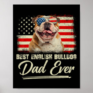 Affiche Meilleur papa bouledogue anglais Ever Daddy Drapea