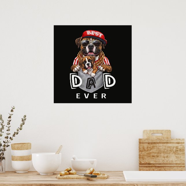 Affiche Meilleur Papa Boxer Ever (Cuisine)
