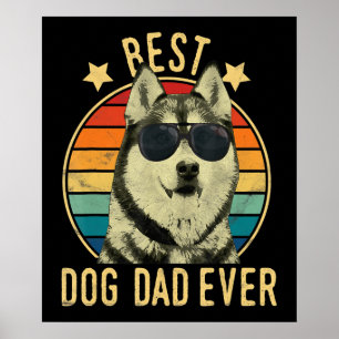 Affiche Meilleur papa chien   Cadeau pour papa husky sibér