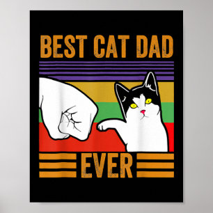 Affiche Meilleur Papa de Chat Vintage Hommes Ajustement Bu