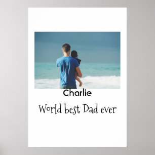 Affiche meilleur papa du monde photo nom date simple pères