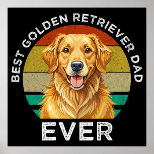 Affiche Meilleur Papa Golden Retriever de tous les temps