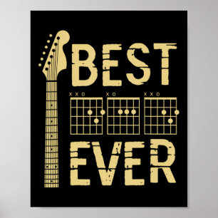 Affiche Meilleur Papa Jamais Accord de Guitare Guitariste 