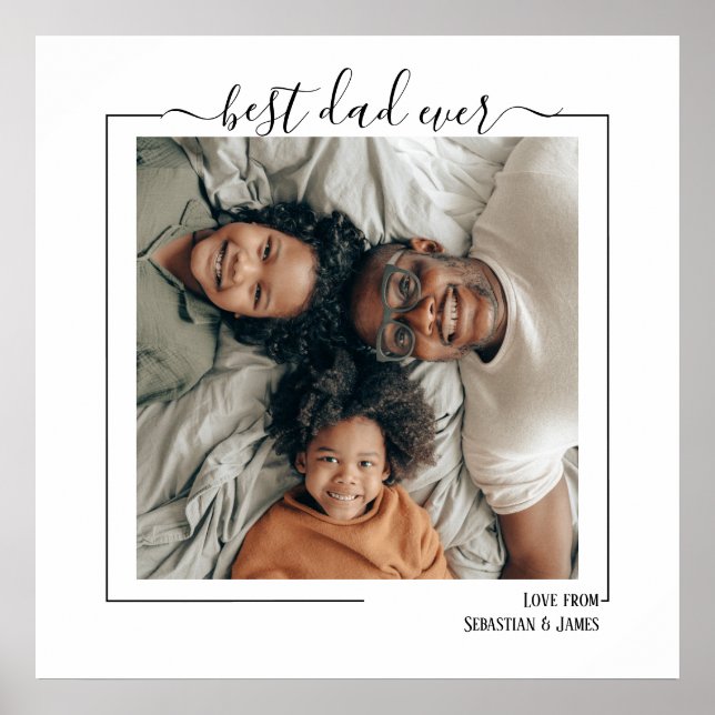 Affiche Meilleur papa jamais personnalisé photo et texte (Devant)