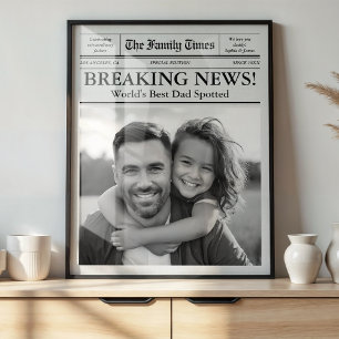 Affiche Meilleur papa journal photo personnalisée