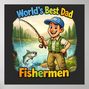 Affiche Meilleur Papa Pêcheur au Lac Idée Cadeau Drôle