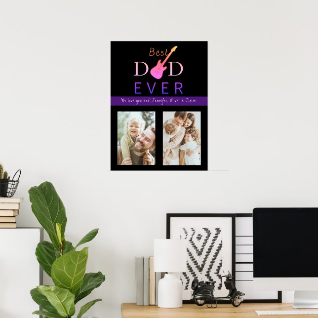 Affiche Meilleur papa Photo Collage Cool Fête des pères mo (Bureau à domicile)