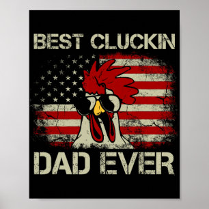 Affiche Meilleur Papa Poulet Américain Drapeau 4a