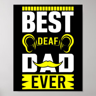 Affiche Meilleur Papa Sourd Asl Hommes Sign Language Sourd