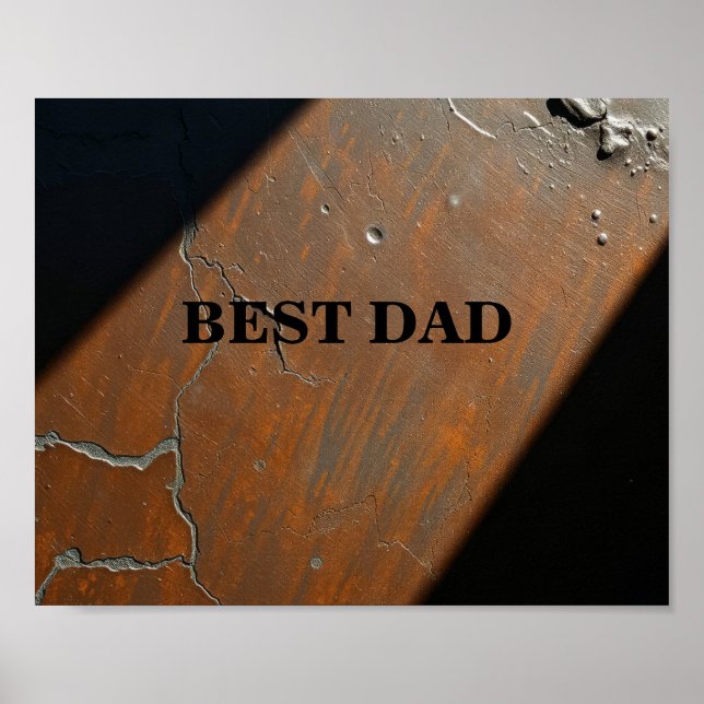 Affiche Meilleur Papa sur fond en bois (Devant)