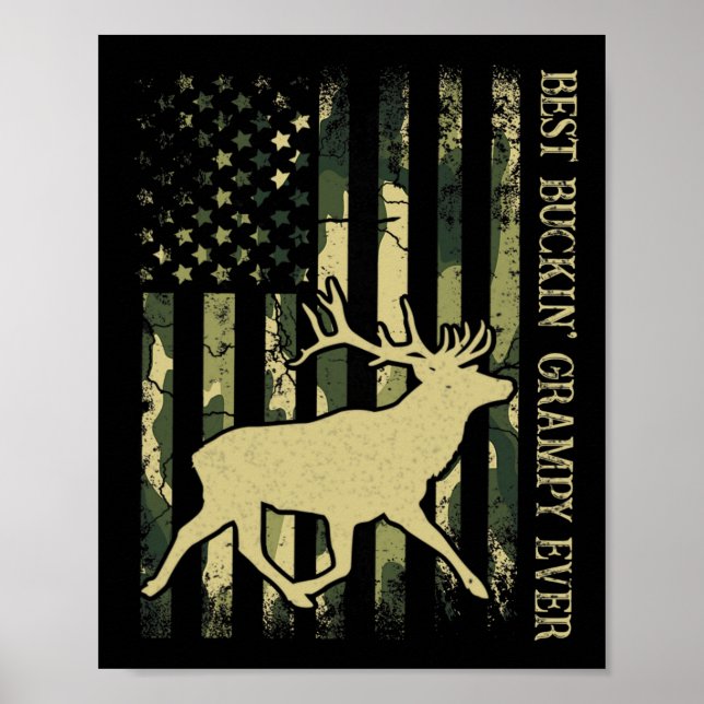 Affiche Meilleur Papi Buckin' Hommes Ever Camo Drapeau Amé (Devant)