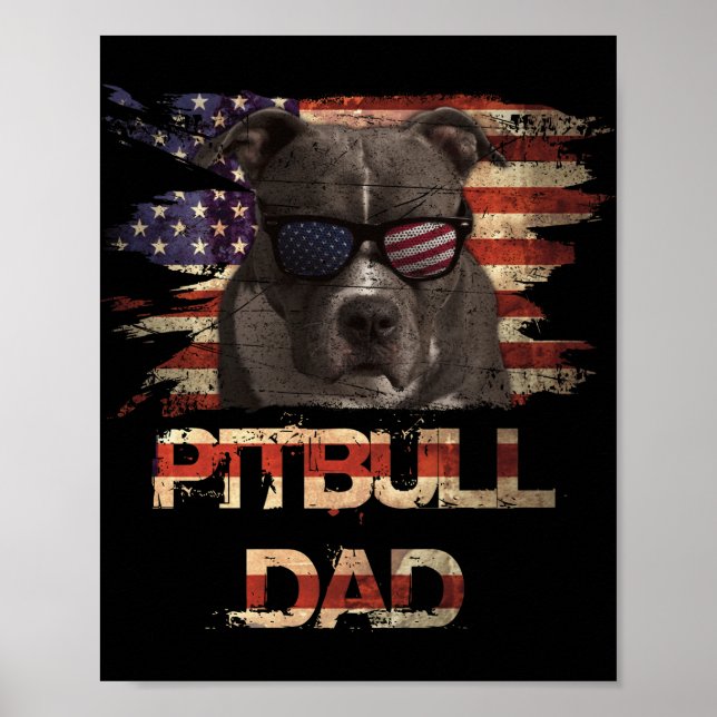 Affiche Meilleur Pitbull Papa Ever Chemise American Drapea (Devant)