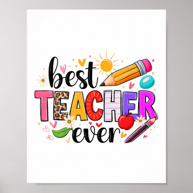 Affiche Meilleur Prof Ever Retour à l'École Mignon Enseign (Devant)