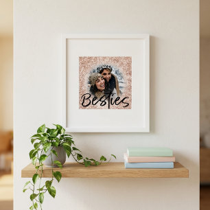 Affiche Meilleure amie Rose Gold Paillettes Photo
