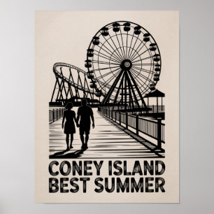 Affiche Meilleure art de silhouette d'été de Coney Island