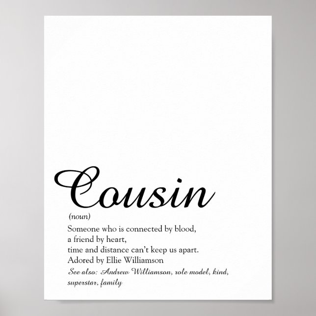 Affiche Meilleure définition de cousin de tous les temps S (Devant)