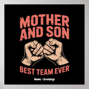 Affiche Meilleure équipe Mère et Fils Joyeux fête des mère