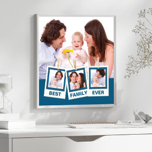 Affiche Meilleure Famille Jamais Collage Personnalisé Bleu