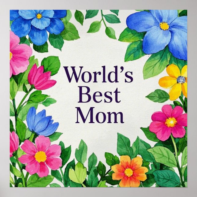 Affiche Meilleure maman du monde des fleurs florales (Devant)