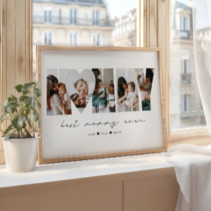 Affiche Meilleure Maman Ever Collage Photo Moderne Fête de