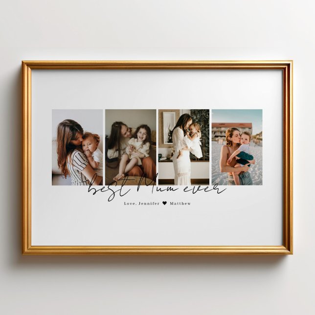 Affiche Meilleure Maman Ever Écriture Moderne 4 Photos Cad (Créateur téléchargé)