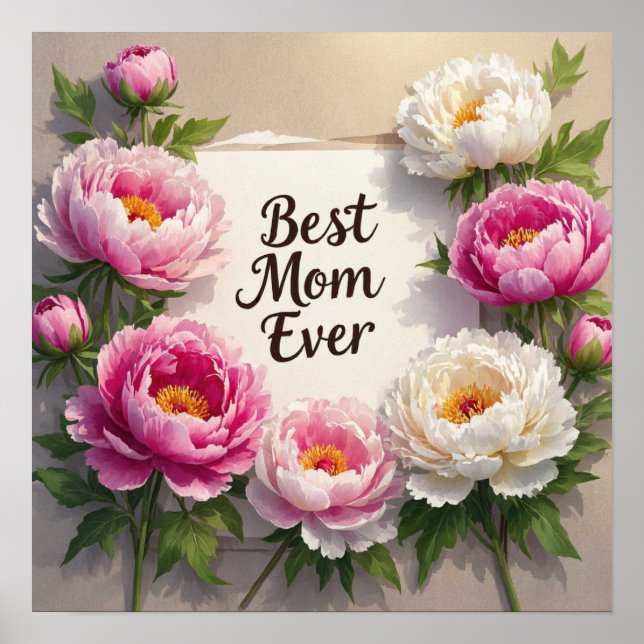 Affiche Meilleure Maman Ever"Peines peintes à la main et c (Devant)